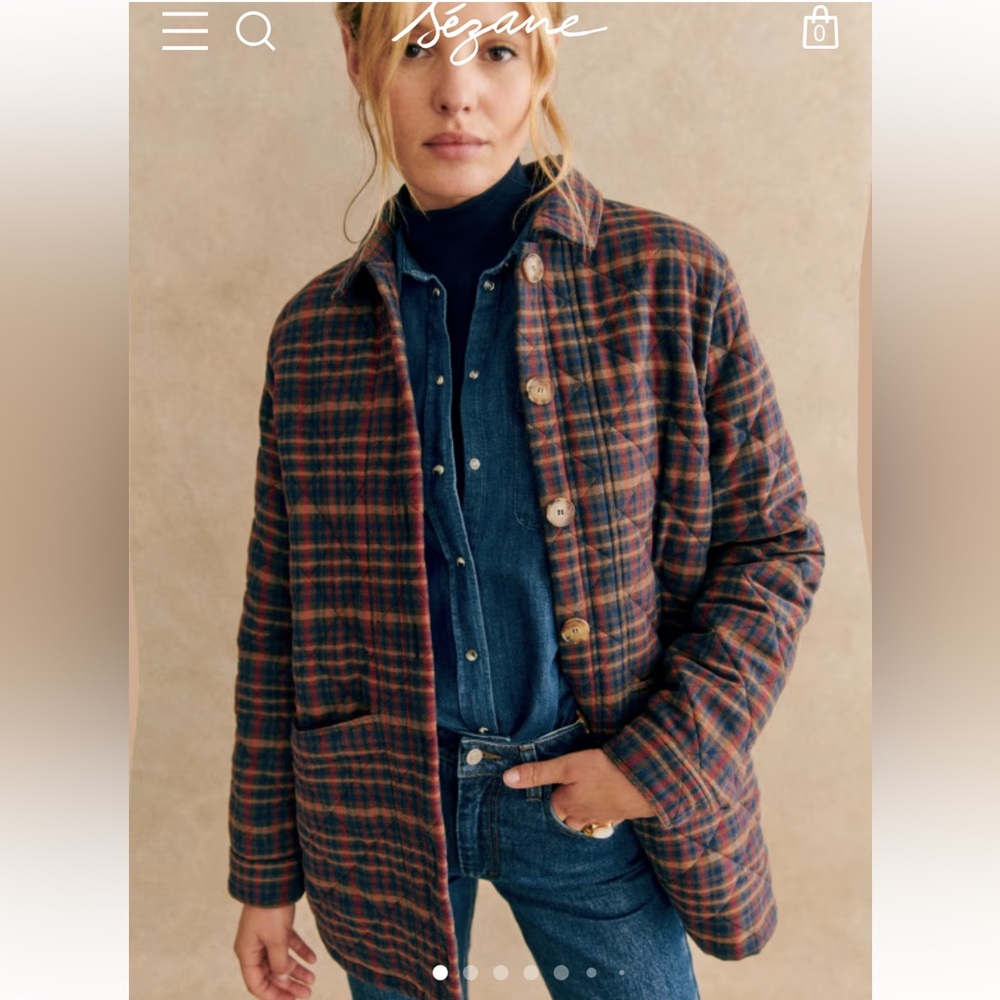 Sezane Will Jacket in Ivan Burgundy Tartan size L